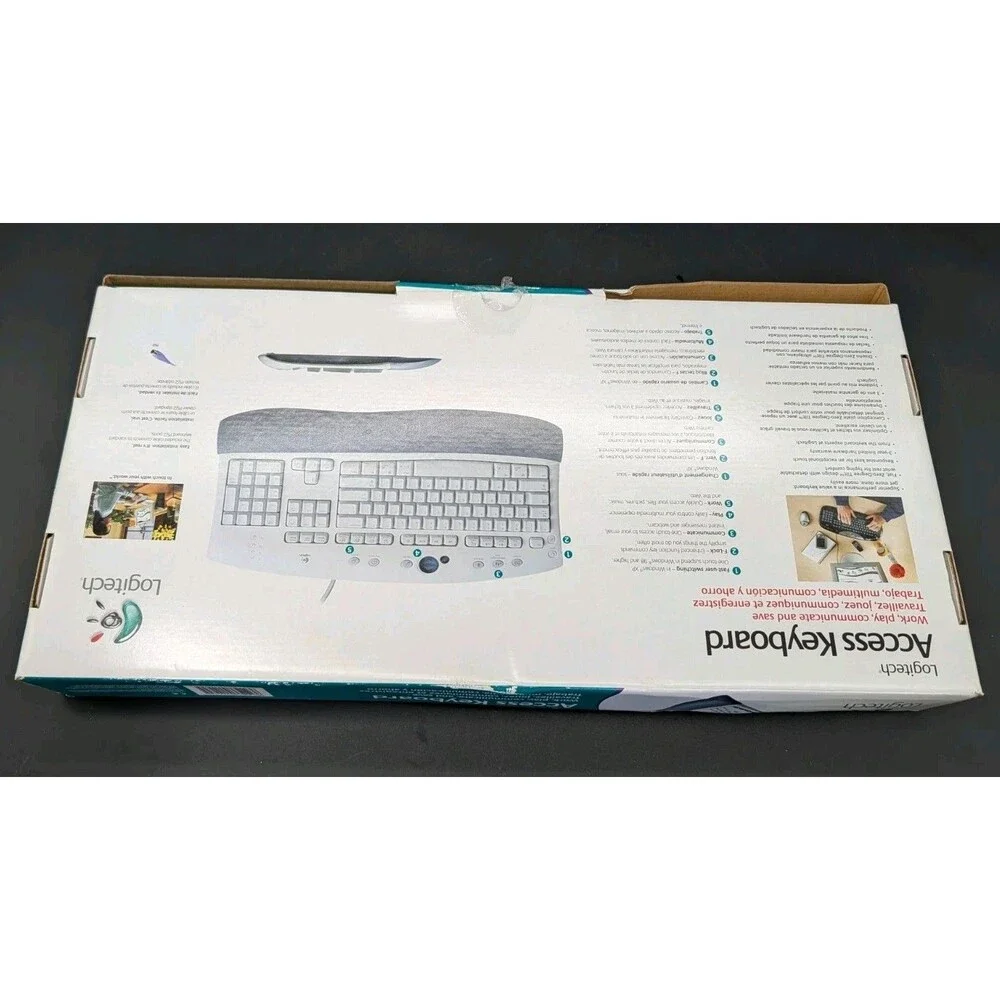 Logitech Access Wired PS/2 PC Keyboard Wired Ergonomic Open NEW